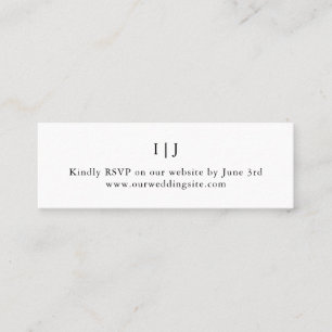 Carte De Visite Mini Site minimaliste de Mariage de monogramme blanc