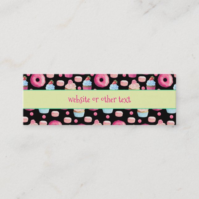 Carte De Visite Mini Site Web De Donuts Macarons Et Cupcake Motif (Devant)