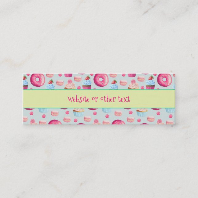 Carte De Visite Mini Site Web De Donuts Macarons Et Cupcake Motif (Devant)