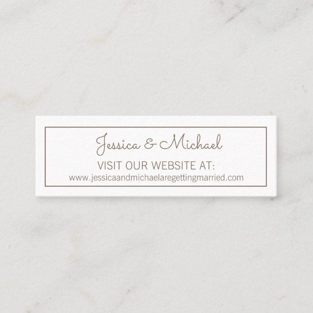 Carte De Visite Mini Site Web de Mariage Blanc Simple (Devant)