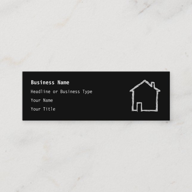 Carte De Visite Mini Sketch de la maison. Gris et Noir. (Devant)
