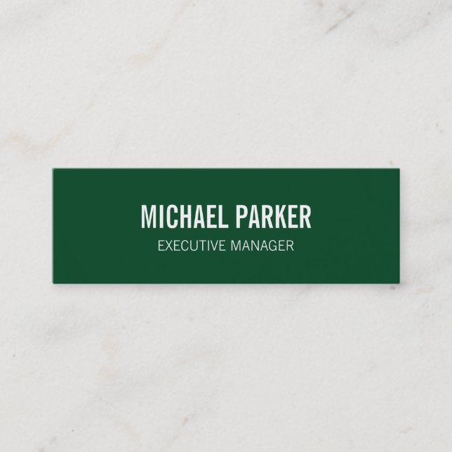 Carte De Visite Mini Skinny Forest Green Bold Texte élégant professionn