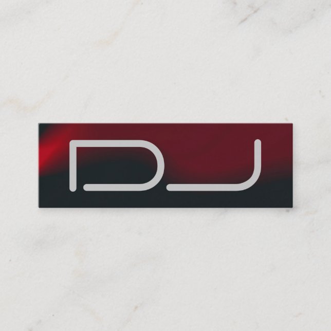 Carte De Visite Mini Skinny Plain DJ Stylish Black Red Waves Modern (Devant)