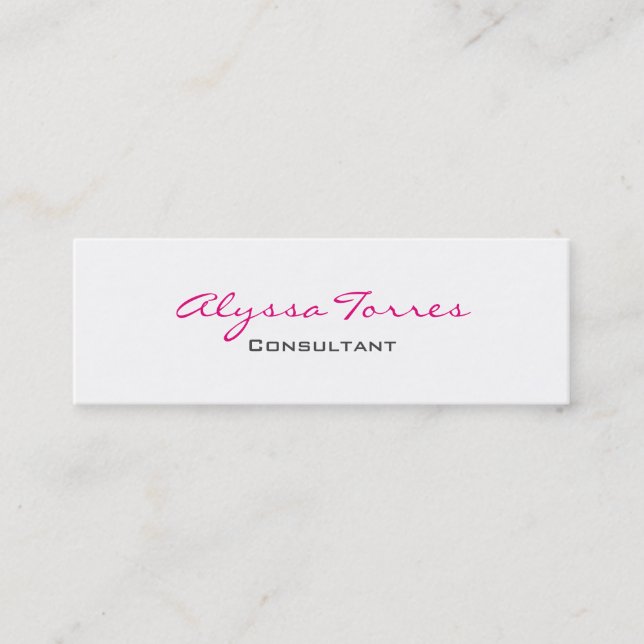 Carte De Visite Mini Slim Gris Blanc Rose Professionnel Moderne tendanc (Devant)