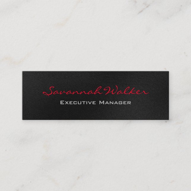 Carte De Visite Mini Slim Gris Rouge Script Professionnel Moderne tenda (Devant)