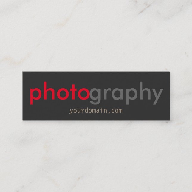 Carte De Visite Mini Slim Unique Grey Red Photographe (Devant)