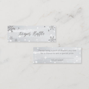Carte De Visite Mini Snowflakes Silver Grey Baby shower Diaper Raffin