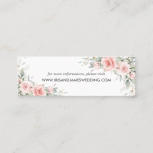 Carte De Visite Mini Soft Blush Rose Floral Mariage Website Card Mini