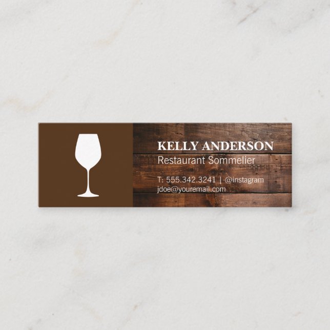 Carte De Visite Mini Sommelier de vin | Bois (Devant)