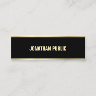 Carte De Visite Mini Style Black Gold Texte Élégant Simple Plain Luxe