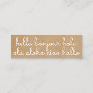 Carte De Visite Mini Style international Hello Rustic Kraft