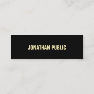 Carte De Visite Mini Style moderne chic Black Gold Texte élégant simple