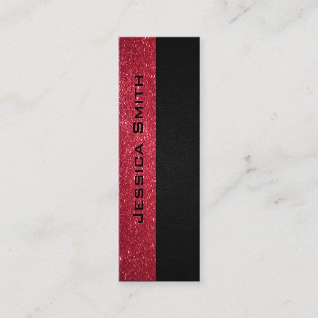 Carte De Visite Mini Style moderne luxe rouge gliterie look (Devant)