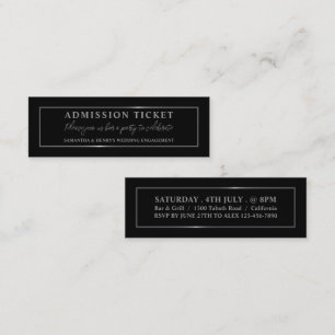 Carte De Visite Mini Style noir & argent, billet d'entrée