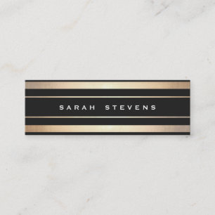 Carte De Visite Mini Style Noir et or rayé moderne professionnel
