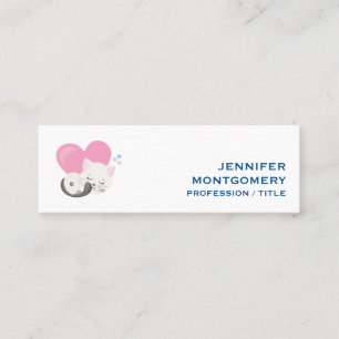 Carte De Visite Mini Sweet Kitty Chat Dormir avec un grand coeur en arr