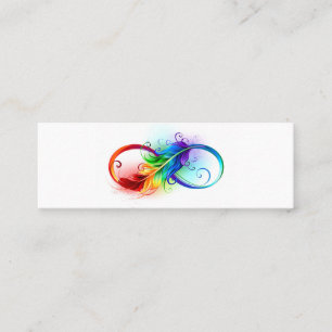 Carte De Visite Mini Symbole d'infini avec plume arc-en-ciel