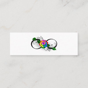 Carte De Visite Mini Symbole d'infini avec Rose arc-en-ciel