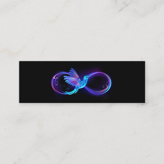 Carte De Visite Mini Symbole d'infini néon avec colibri brillant (Devant)