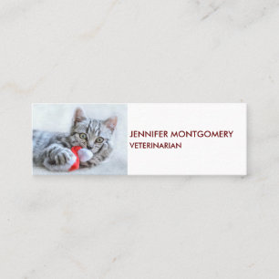 Carte De Visite Mini Tabby gris mou Chat avec Noël Casquette