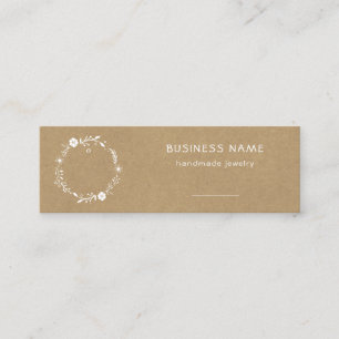 Carte De Visite Mini Tag de prix de la couronne florale rustique Kraft