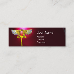CARTE DE VISITE MINI TALISMAN ROUGE / EGYPTIEN FEU ANKH AVEC CORNUCOPIE
