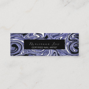 Carte De Visite Mini Technicien Nail Salon Artiste Marbre Swirls