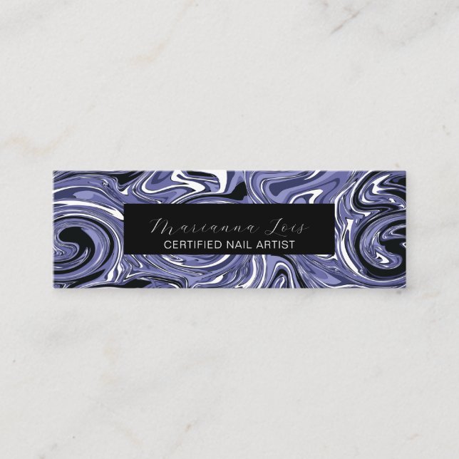Carte De Visite Mini Technicien Nail Salon Artiste Marbre Swirls (Devant)