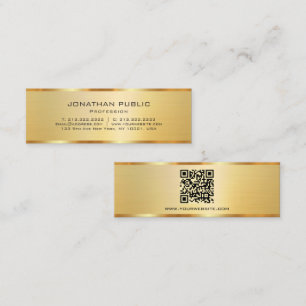 Carte De Visite Mini Tendance Élégant Moderne Code QR Or Professionnel