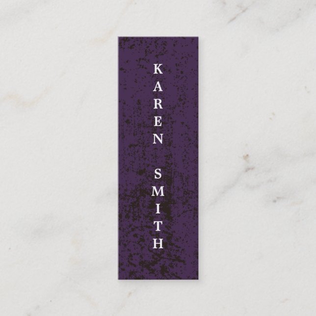 Carte De Visite Mini Texte vertical Style moderne violet Grunge (Devant)