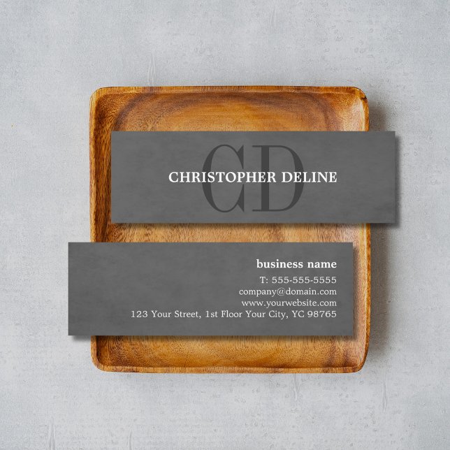 Carte De Visite Mini Texture moderne élégante Gris Monogramme Consultan (Créateur téléchargé)