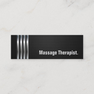 Carte De Visite Mini Thérapiste de massage - Bandes d'argent noir