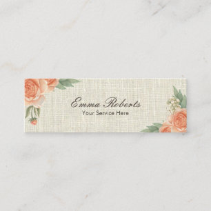 Carte De Visite Mini Toile de jute rustique florale vintage de