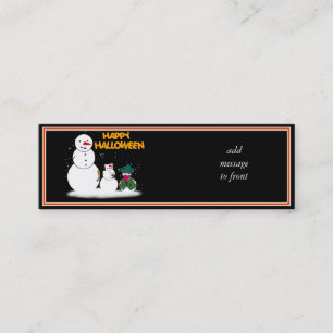 Carte De Visite Mini Tricoter ou traiter Halloween Snowmen