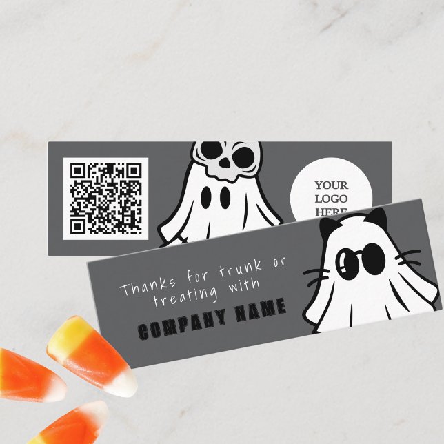 Carte De Visite Mini Tronc ou traiter Halloween Cool Ghost Merci (Cool Ghosts Trunk or Treat Halloween Coupon Business Cards Pack of 100 in Gray Black and White)