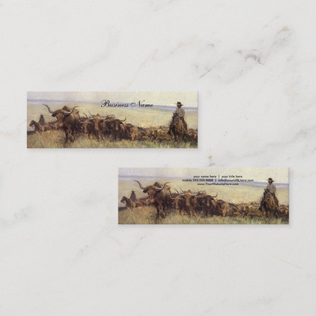 Carte De Visite Mini Troupeau de sentiers au Wyoming par WHD Koerner (Devant / Derrière)