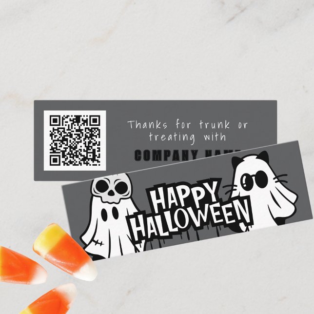 Carte De Visite Mini Trunk ou traiter Halloween Cool Ghosts Merci (Cool Ghosts Trunk or Treat Halloween Coupon Business Cards Pack of 100 in Gray Black and White)