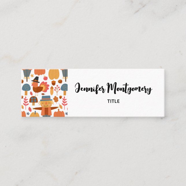 Carte De Visite Mini Turquie et Scarecrow Thanksgiving Motif (Devant)