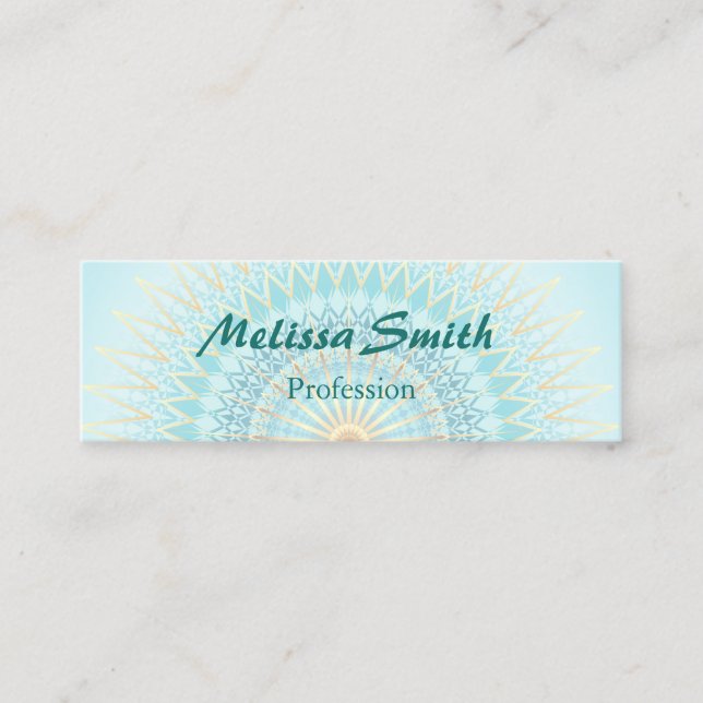 Carte De Visite Mini Turquoise Gold Boho Mandala (Devant)