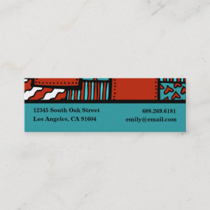 Carte De Visite Mini Turquoise Rouge Noir Haute Mode Boutique Designer
