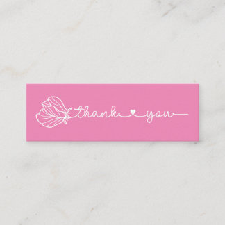 Carte De Visite Mini Typographie florale Merci minimal rose simple