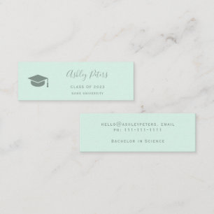 Carte De Visite Mini Typographie simple pastel menthe verte graduation