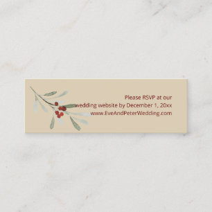 Carte De Visite Mini Un hiver simple avec Cardinal Mariage Website RSVP