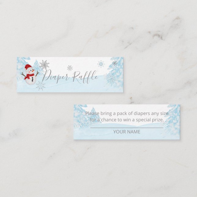 Carte De Visite Mini Un petit Baby shower bleu flocon (Devant / Derrière)