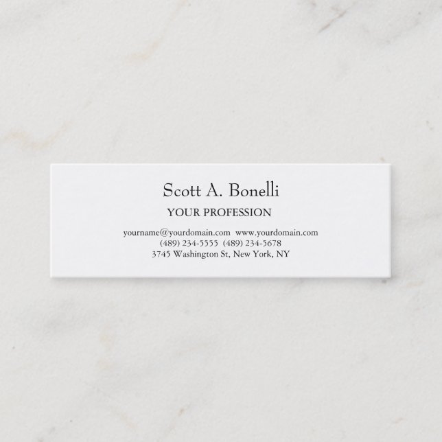 Carte De Visite Mini Unique Élégant Plain Simple Blanc Spécial (Devant)