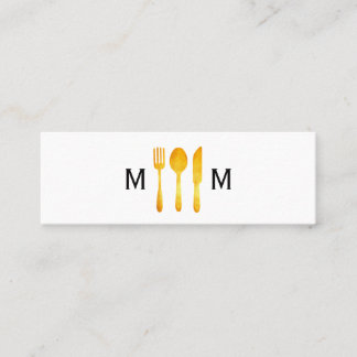 Carte De Visite Mini Ustensiles de cuisine de luxe en or Monogramme