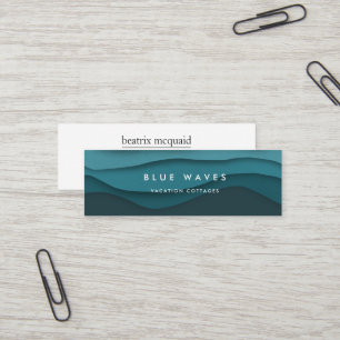 Carte De Visite Mini Vagues d'océan bleu moderne