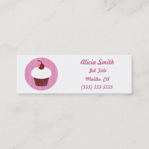 Carte De Visite Mini Vanille Cupcake et rayures roses
