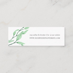 Carte De Visite Mini Vert éthérée   Site feuille chic Mariage