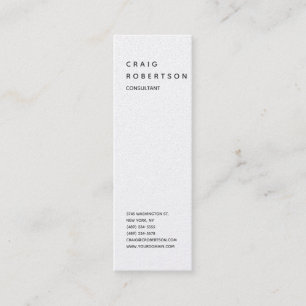Carte De Visite Mini Verticale minimaliste Plain Moderne Blanc tendance